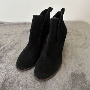 Lucky Brand Yameena Bootie Ankle Boot Womens 8.5‎ Wedge Black Suede Boho